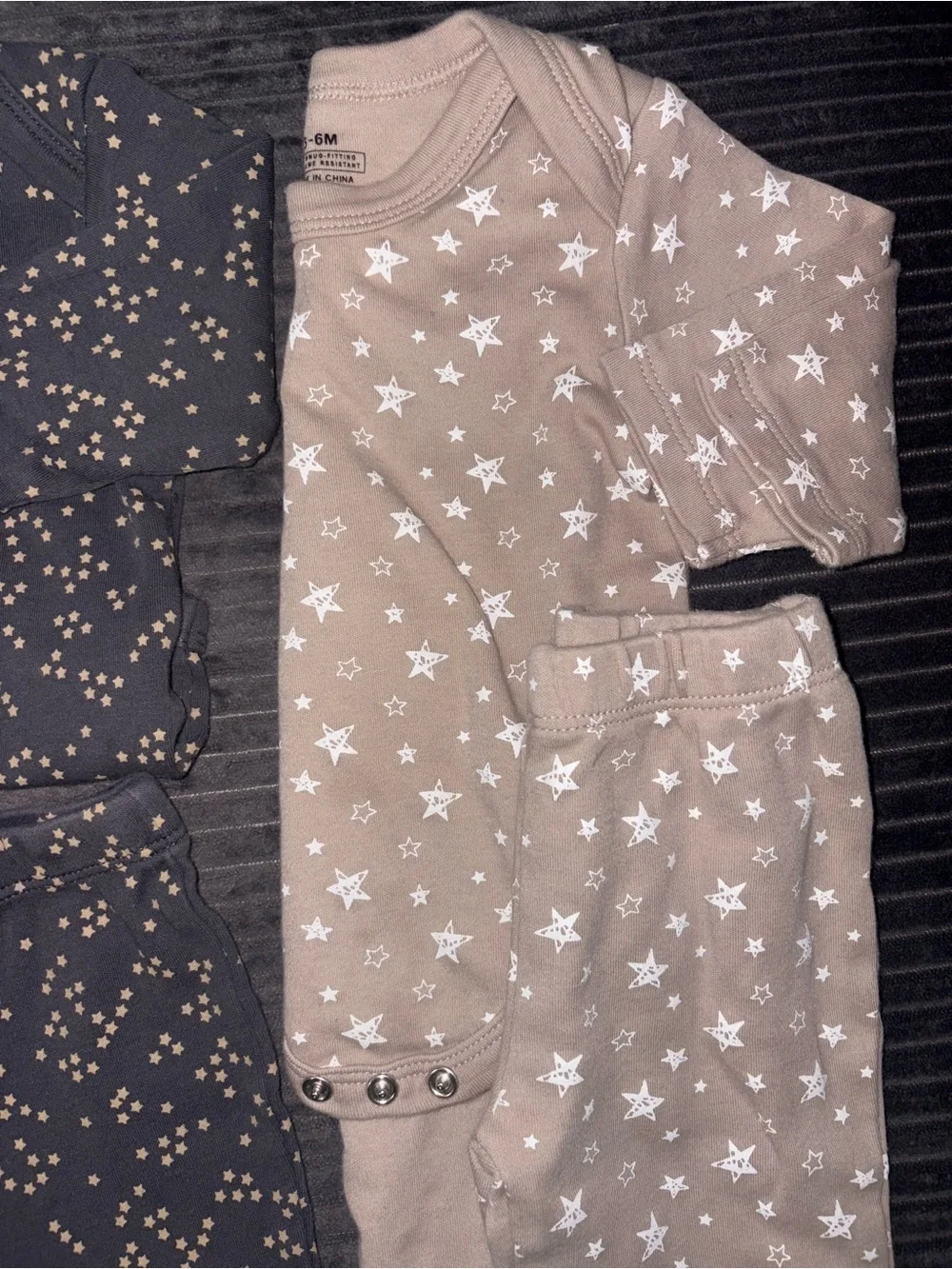 Star Print Baby Two-Piece Sets - Black & Taupe
